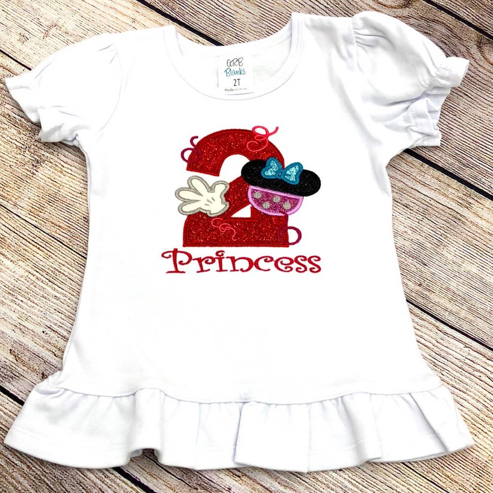 Girls embroidered birthday tshirt